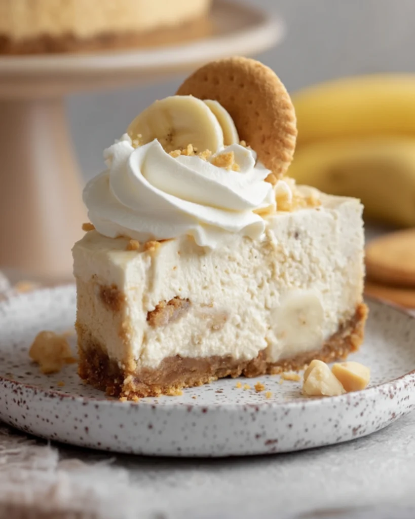 Foil-wrapped springform pan filled with banana pudding cheesecake batter, sitting inside a roasting pan lined with plastic for a water bath, ready for baking.